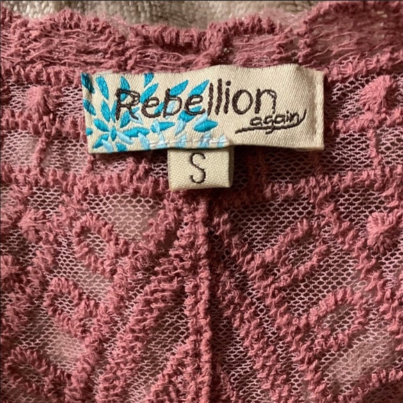 🍎LAST DAY 9/28🍎REBELLION AGAIN DUSTER CARDY BLUSH PINK LACE S - Picture 3 of 8